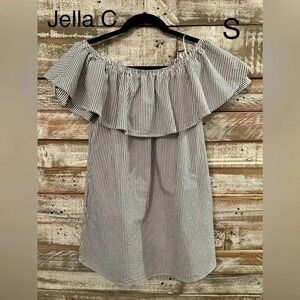 Jella C womens grey striped dress‎ S